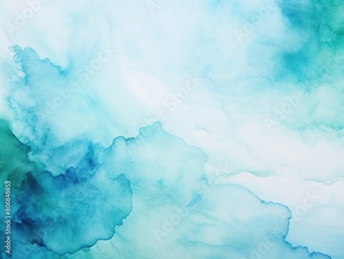Turquoise background abstract water ink wave, watercolor texture blue and white ocean wave web, mobile graphic resource for copy space text 