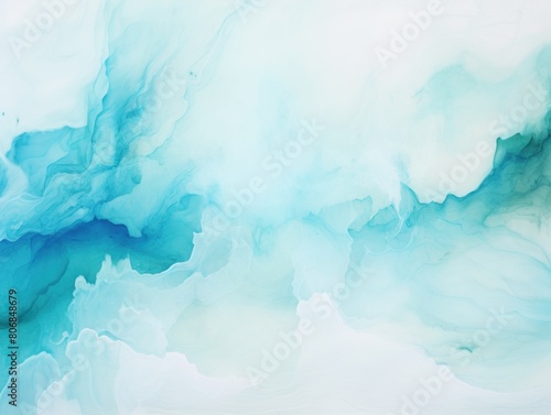 Turquoise background abstract water ink wave, watercolor texture blue and white ocean wave web, mobile graphic resource for copy space text 