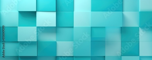 Turquoise color square pattern on banner with shadow abstract turquoise geometric background with copy space modern minimal concept empty 
