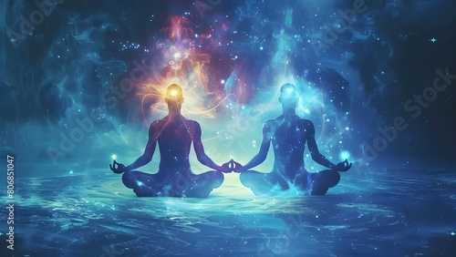Establishing a Profound Spiritual Connection Through Meditation, Astral Communication, and Telepathy. Concept Spiritual Connection, Meditation, Astral Communication, Telepathy, Profound Experiences