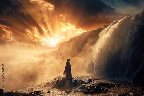 Moses Striking the Rock A Divine Act of Miraculous Providence photo