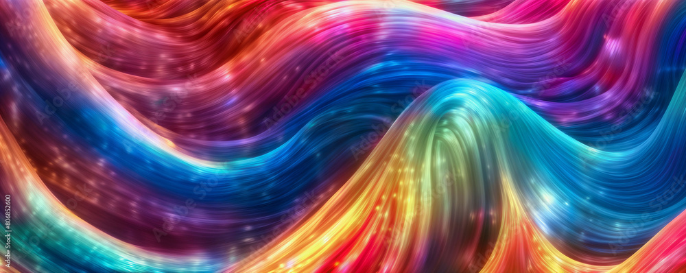 This image features a colorful abstract painting with wavy brushstrokes in a rainbow of colors - Generative AI
This image features a colorful abstract painting with wavy brushstrokes in a rainbow of colors - Generative AI
