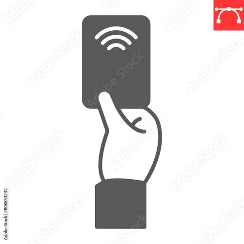 Contactless payment glyph icon, banking and finance, cashless pay vector icon, vector graphics, editable stroke solid sign, eps 10.