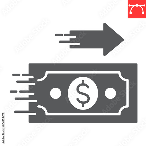 Money transfer glyph icon, payment method and finance, instant online payment vector icon, vector graphics, editable stroke solid sign, eps 10.