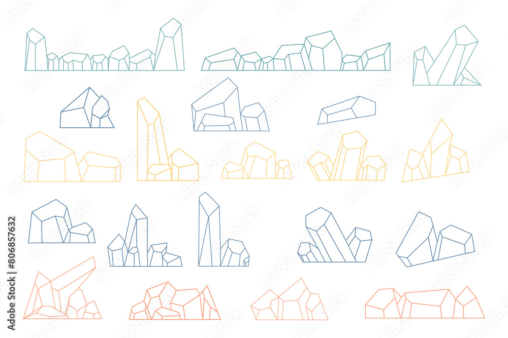 Geometric stones outline vector element bundle Geometric stones outline vector element bundle