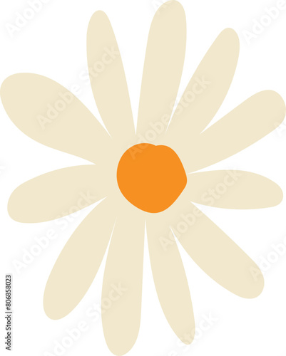 Flower sticker illustration on transparent background.
