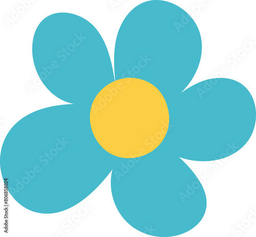Flower sticker illustration on transparent background.
