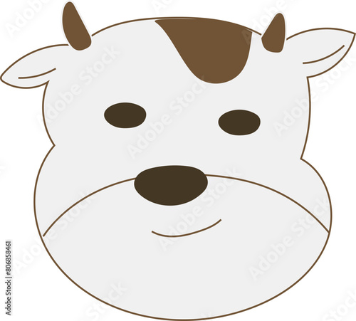 Cartoon cow illustration on transparent background.
