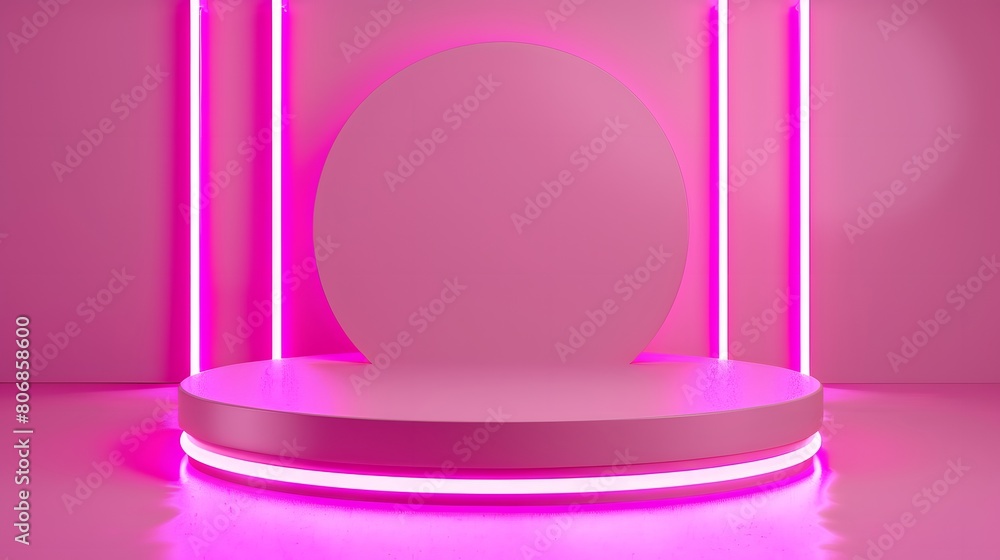 3d pink neon product platform 3d pink neon product platform
