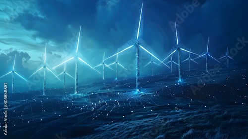 Futuristic Aerial View of Advanced Monitoring Renewable Energy Grids in a Sleek,High-Tech Style