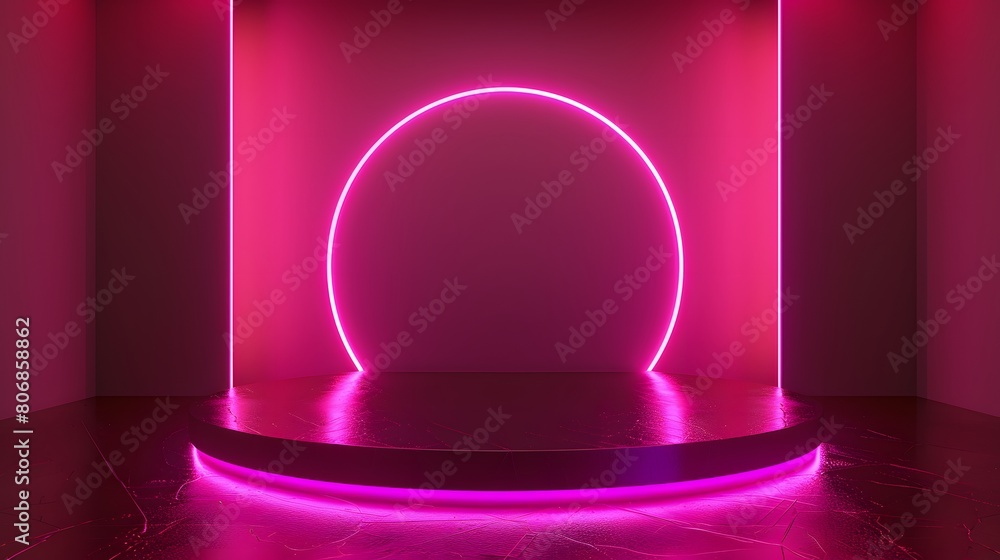 3d pink neon product platform 3d pink neon product platform