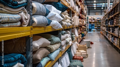 Wallpaper Mural Warehouse shelves stocked with home textiles  Torontodigital.ca