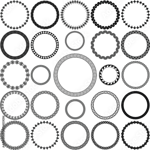 Art Deco vector round border collection