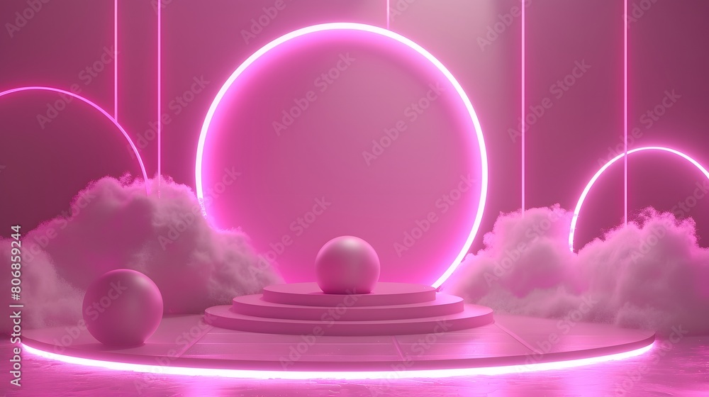 3d pink neon product platform 3d pink neon product platform