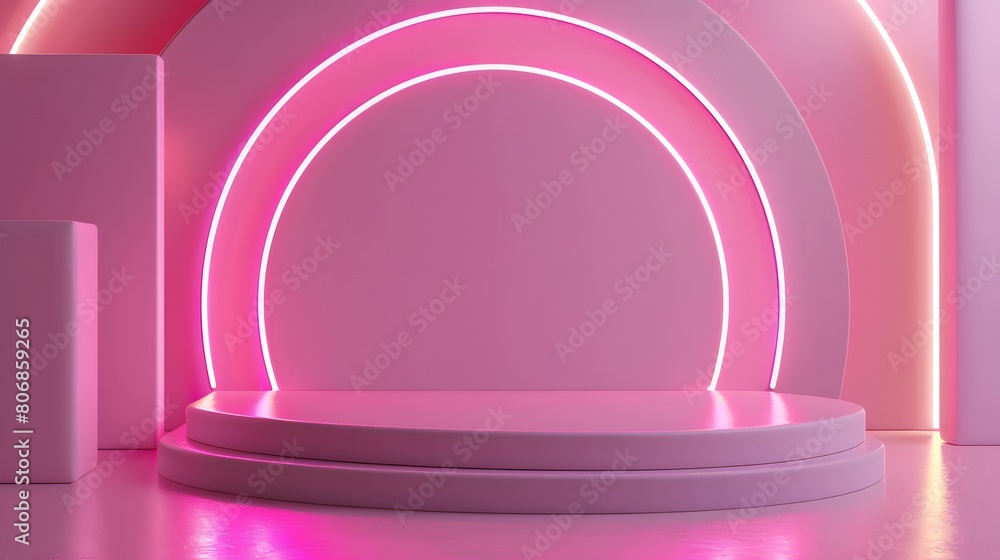 3d pink neon product platform 3d pink neon product platform