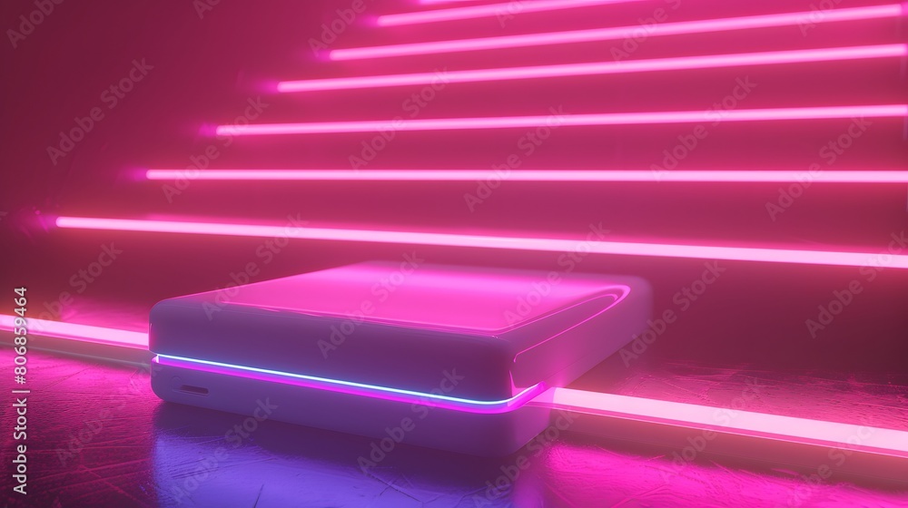 3d pink neon product platform 3d pink neon product platform
