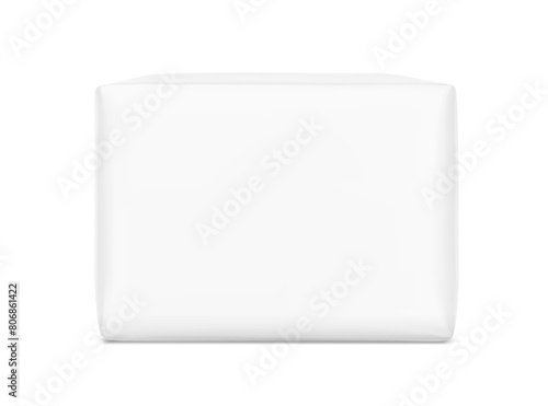 Packaging bag mockup. Vector illustration isolated on white background. Ready for your design. Suite for the presentation of pads, diaper, wet wipes, foods, household, etc. EPS10.