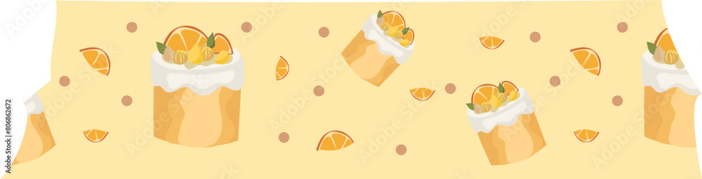 Orange cake washi tape on transparent background.
Orange cake washi tape on transparent background.