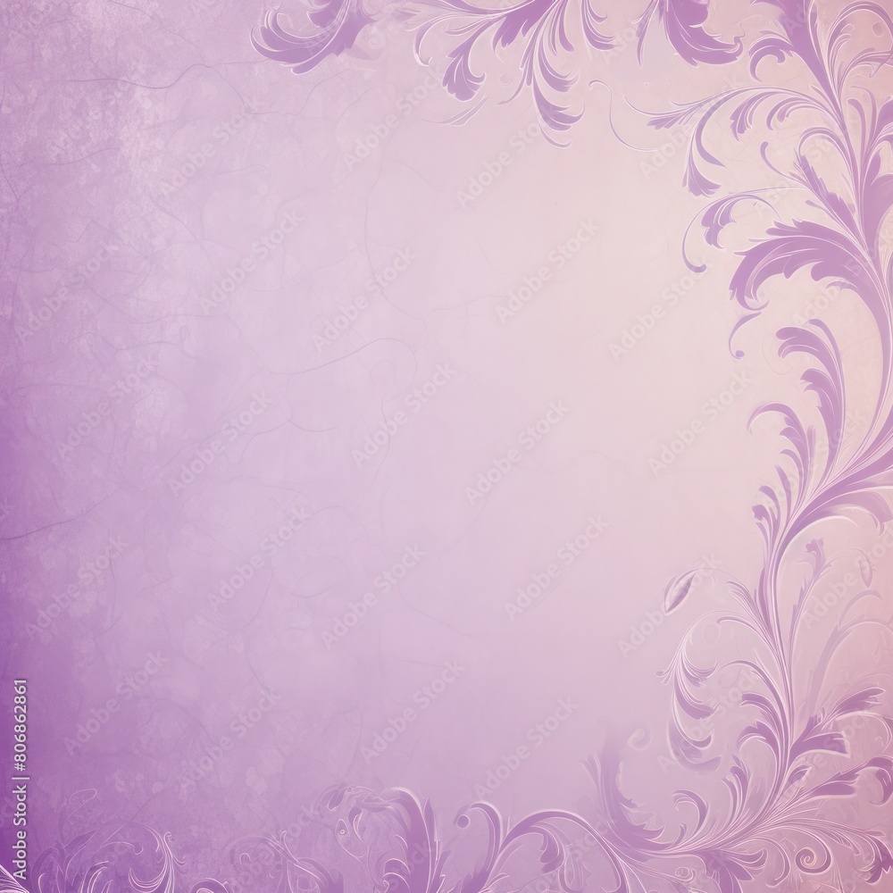Violet soft pastel color background parchment with a thin barely noticeable floral ornament, wallpaper copy space, vintage design blank copyspace