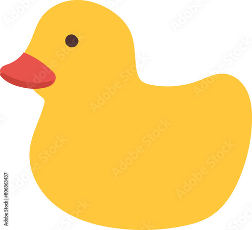 Cartoon duck toy illustration on transparent background.

