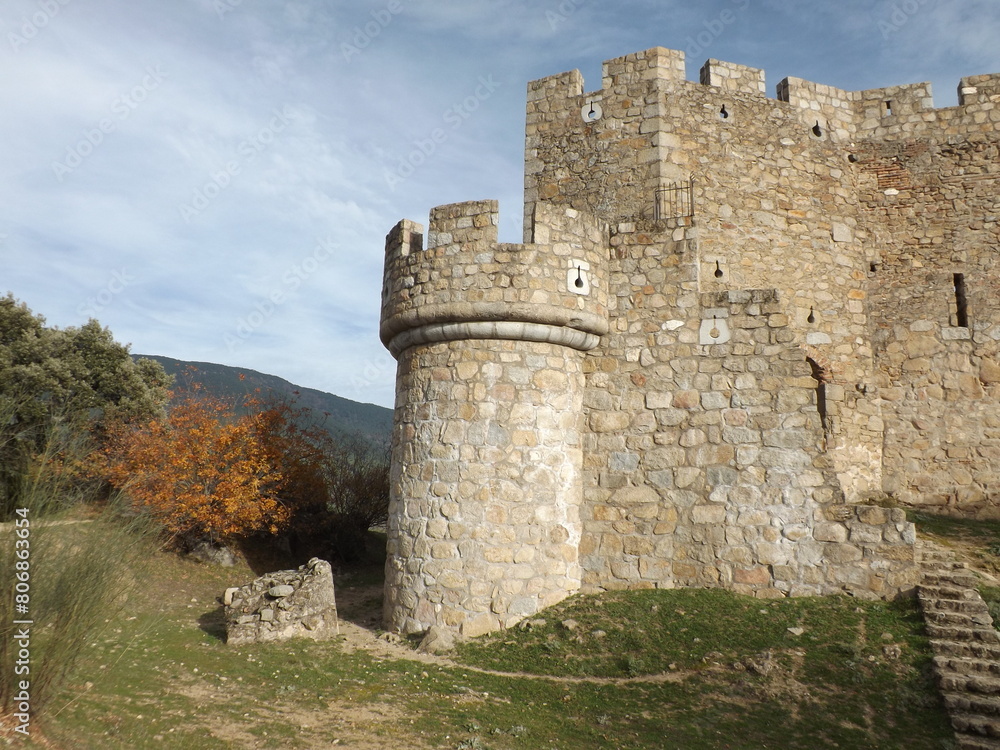 castillo medieval con muros y torre en la naturaleza
