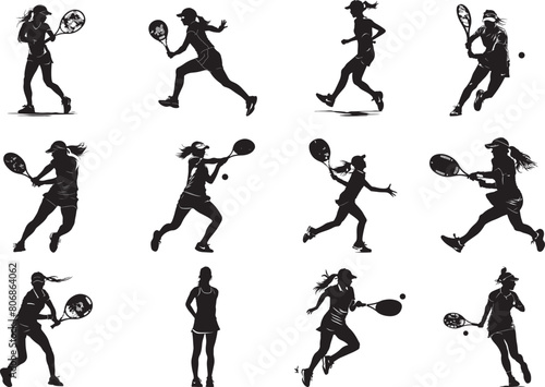 Female tenis play Silhouette Vector Illustration