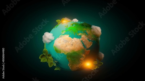 Artistic 3D rendering of Earth  with each continent in a different neon color  against a black background