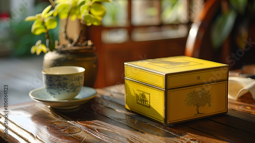 Yellow Label Tea Box from Lipton Brand, Traditional Tea Packaging Design with Vibrant Yellow Label, Authentic Beverage Packaging, Generative Ai

 photo