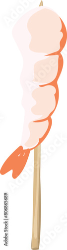 shrimp skewers illustration on transparent background. 