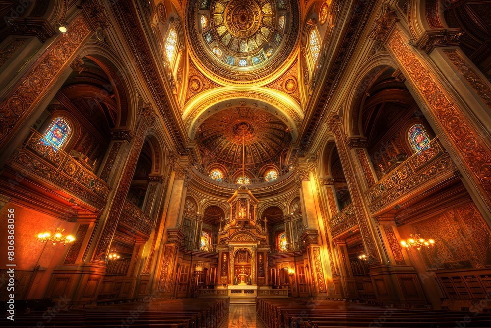 Obraz premium Sacred Jewish synagogue: A blend of architectural splendor and spirituality