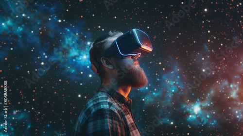 Man Exploring Virtual Cosmos