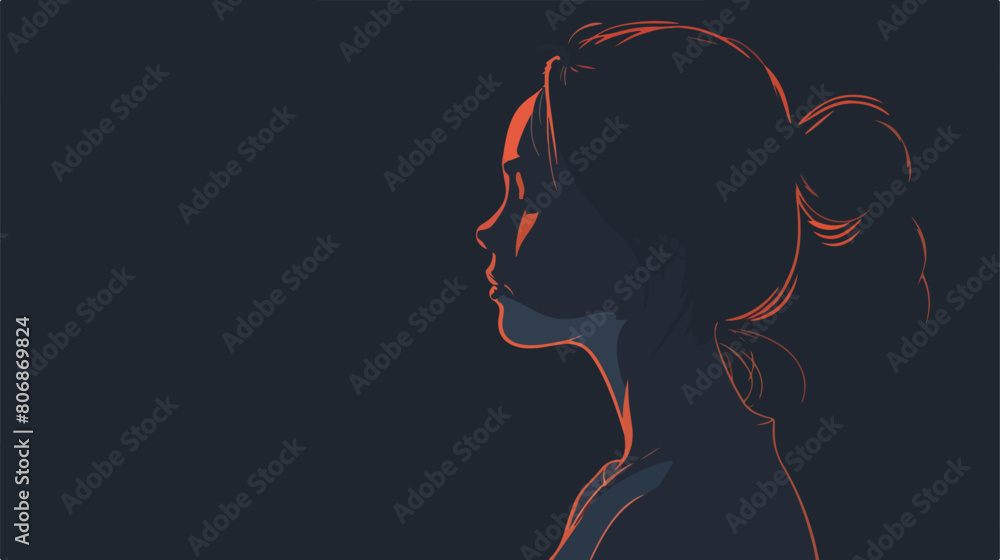 Young woman on dark background. Anorexia concept vector