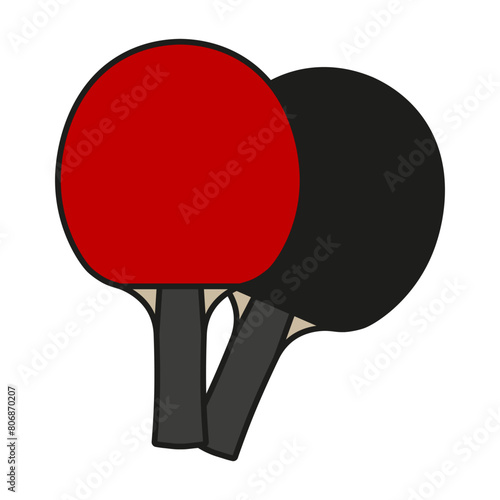 Crossed ping pong paddle icon. Flat illustration of crossed ping pong paddle vector icon for web design