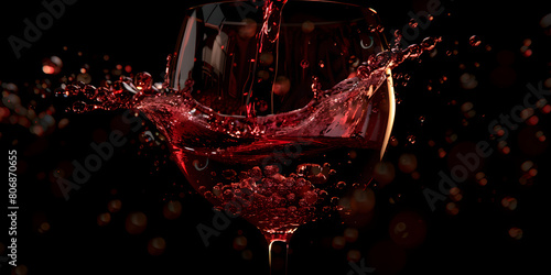 Red Wine splash drop to a glass  ,
