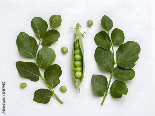 fresh green pea in the pod isolated on white background photo