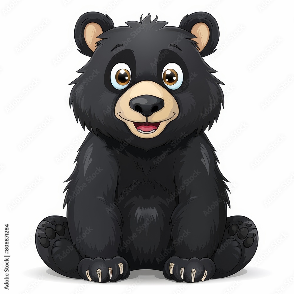 Fototapeta premium A black bear grinning, displaying large paws on its chest