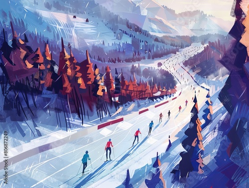 illustration dâ€™une piste de biathlon vue globale de dessus  photo