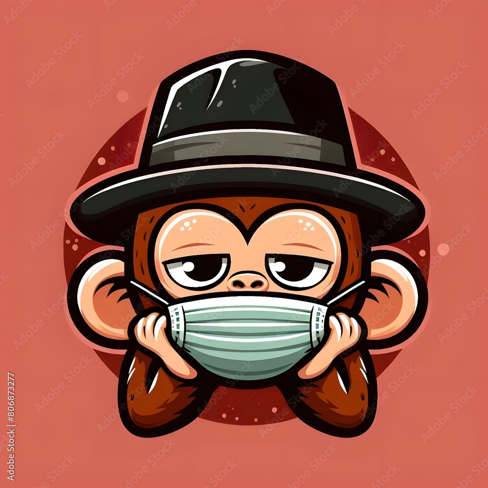 Monkey with a hat and a face mask Monkey with a hat and a face mask