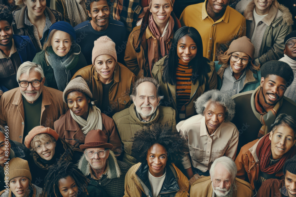 A tapestry of diverse smiling faces, a celebration of humanity's spectrum.