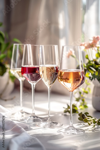 Elegant Array of Wine Glasses on Draped Fabric