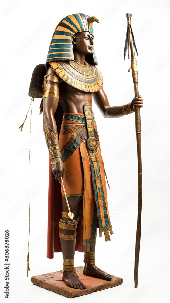 Warrior, Egyptian ancient soldier in armor. White background, isolate. AI generated.