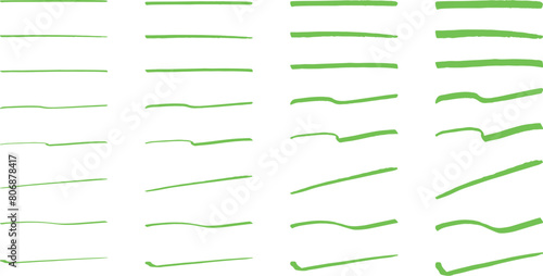 イラスト素材：ライン素材のあしらい　手書きのシンプルでかわいい罫線　緑. simple hand draw red borders