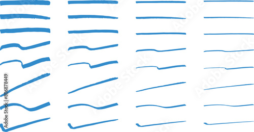 イラスト素材：ライン素材のあしらい　手書きのシンプルでかわいい罫線　青　水色. simple hand draw red borders