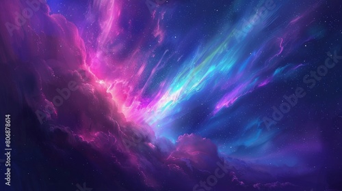 Enchanting Aurora Borealis: Azure, Violet, and Jade Casting its Spell with a Radiant Celestial Rhapsody.