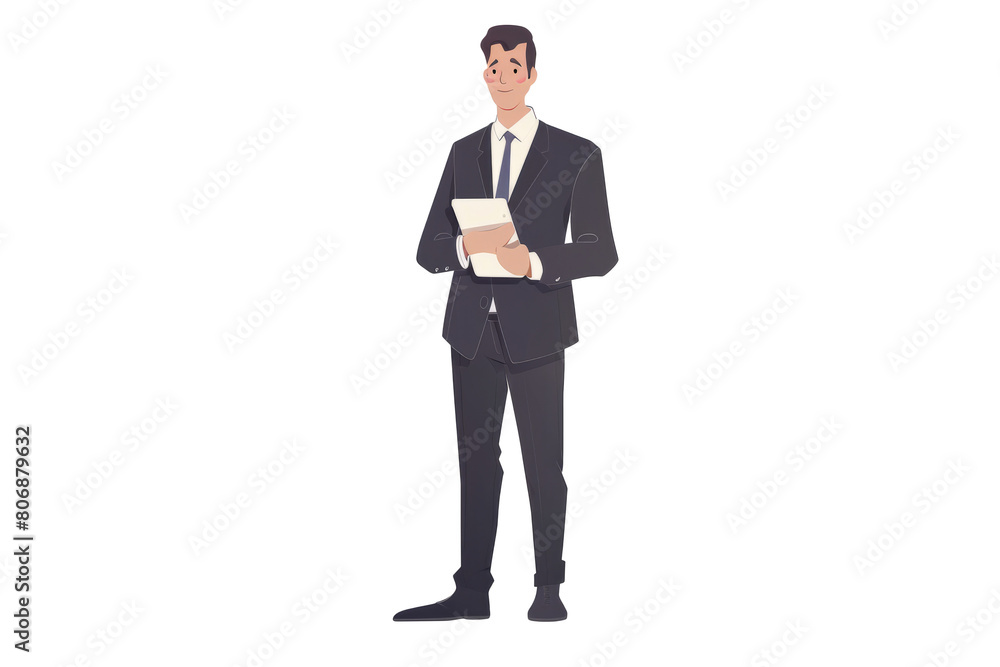 visionary technical director standing with a tablet and wearing elegant business clothes on a white background. visionary technical director standing with a tablet and wearing elegant business clothes on a white background.