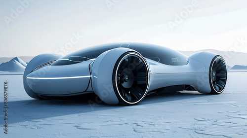 Friendly Hydrogen Hybrid or Electric Car, Environmentally Conscious Vehicle Technology Concept, Generative Ai

 photo