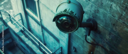 A surveillance camera secretly recording in a public place. photo