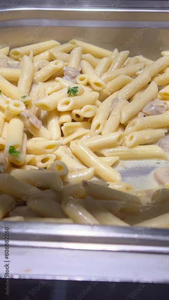 Pasta with cheese. Cooked short pasta fusilli with vegerables and cheese sauce Pasta with cheese. Cooked short pasta fusilli with vegerables and cheese sauce