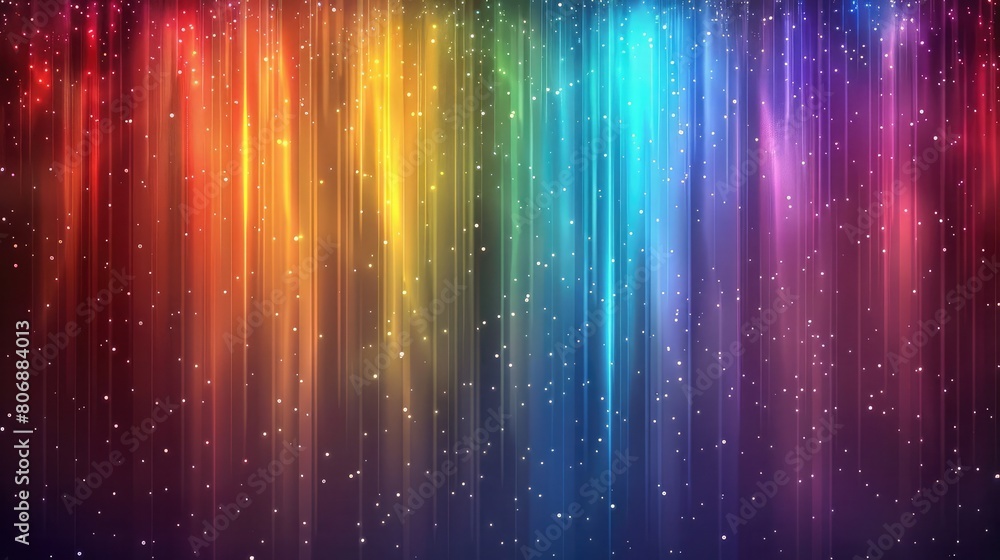 Colored striped background with stardust, Abstract Fine art background, abstract background with rainbow colors and glittering stars on a black background,Futuristic technology background with glow


