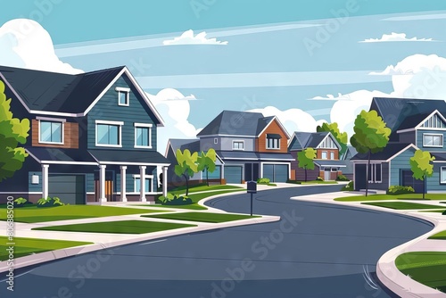 modern suburban neighborhood with homes for sale booming real estate market concept illustration